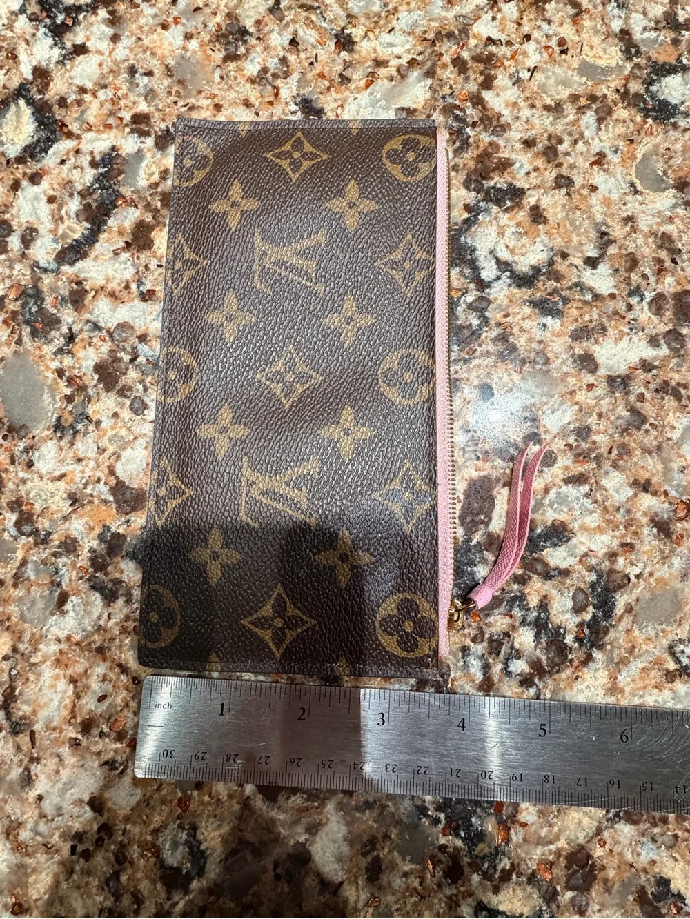 Louis Vuitton Monogram Canvas Zip Pouch with Pink Trim